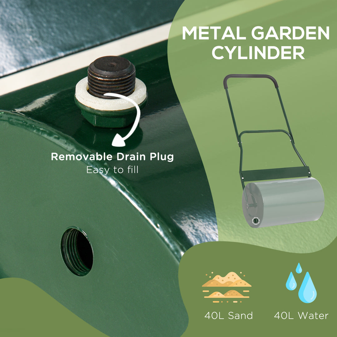 40L Lawn Roller Drum Scraper Bar Collapsible - Green