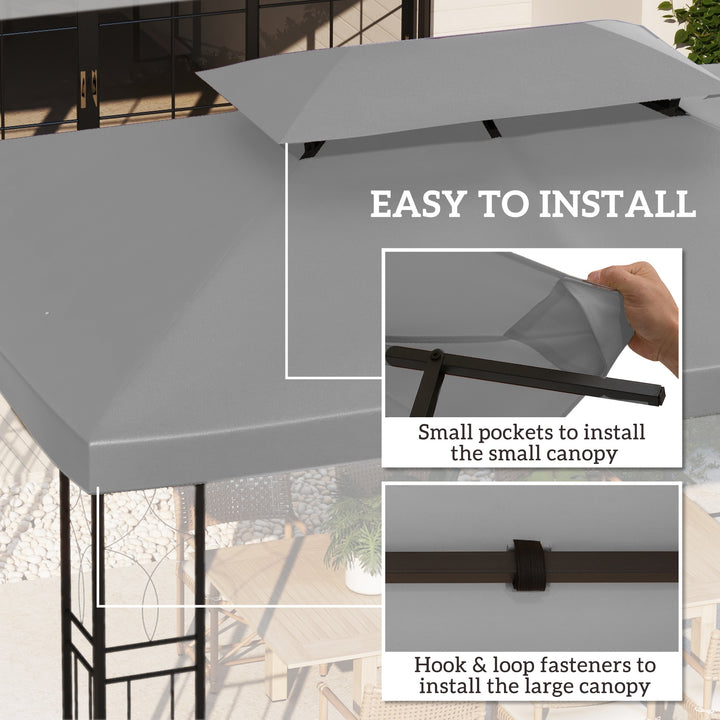 3x4m Gazebo Replacement Roof Canopy 2 Tier Top UV Cover Garden Patio Outdoor Sun Awning Shelters Light Grey (TOP ONLY)