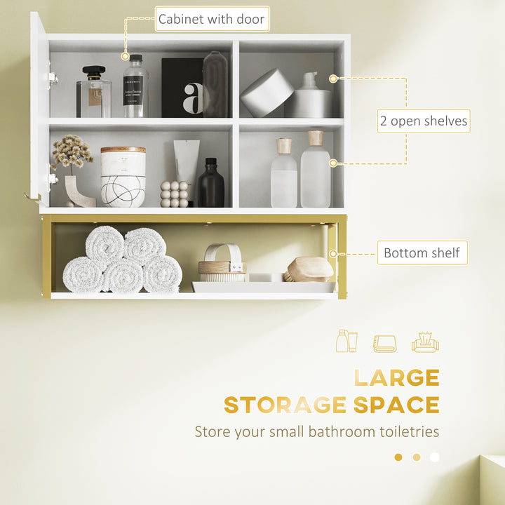 Bathroom Wall Cabinet, Over Toilet Storage Cabinet with Door and Storage Shelves for Hallway, Living Room, White
