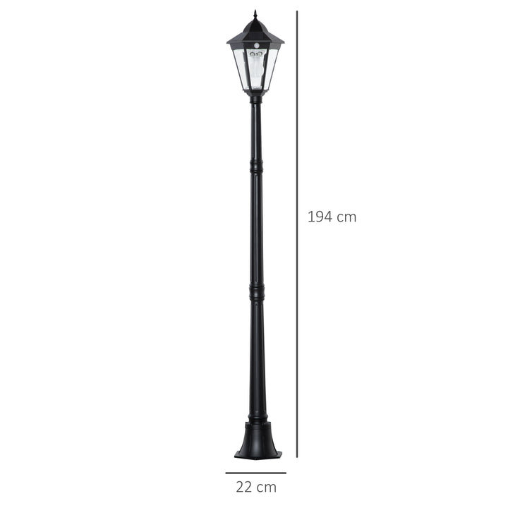 Garden Lamp Post, Outdoor Lantern Lamp with Aluminium Frame, Black