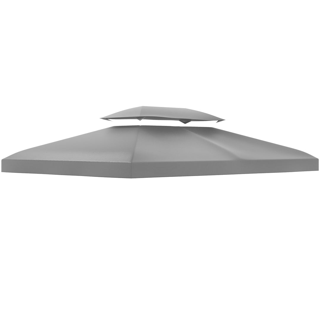 3x4m Gazebo Replacement Roof Canopy 2 Tier Top UV Cover Garden Patio Outdoor Sun Awning Shelters Light Grey (TOP ONLY)