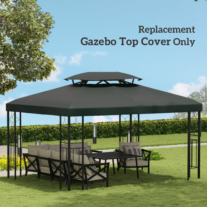 3x4m Gazebo Replacement Roof Canopy 2 Tier Top UV Cover Garden Patio Outdoor Sun Awning Shelters Deep Grey (TOP ONLY)