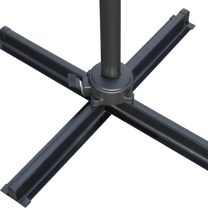 2.7 x 2.7 m Cantilever Parasol, Square Overhanging Umbrella with Cross Base, Crank Handle, Tilt, 360° Rotation, Aluminium Frame, Cream White