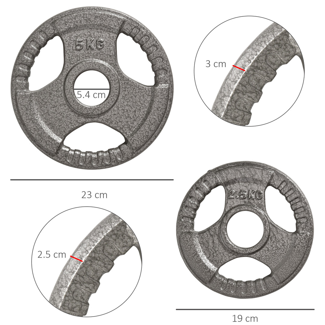 HOMCOM 4 PCS Olympic Weight Plates Grip Plate Sets for Strength and Crossfit and Weightlifting Training, Barbell Weight Set for Home