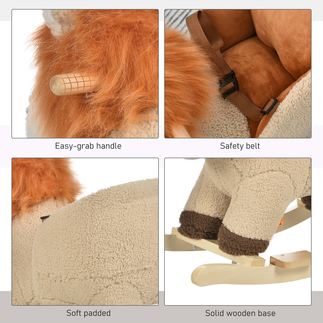 Toddlers Plush Lion Rocking Horse Brown
