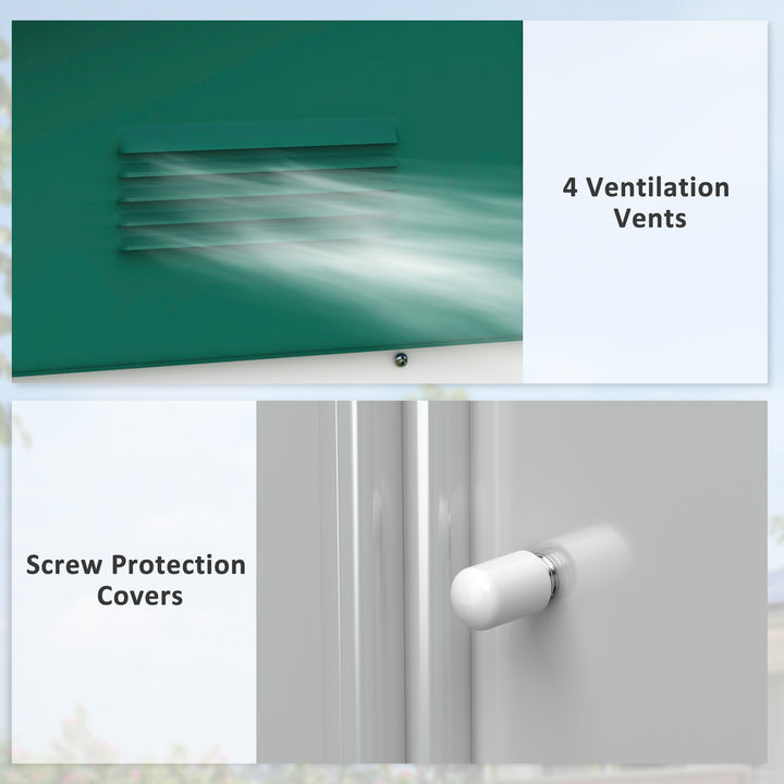 6.5ft x 3.5ft Metal Garden Storage Shed for Outdoor Tool Storage with Double Sliding Doors and 4 Vents, Green