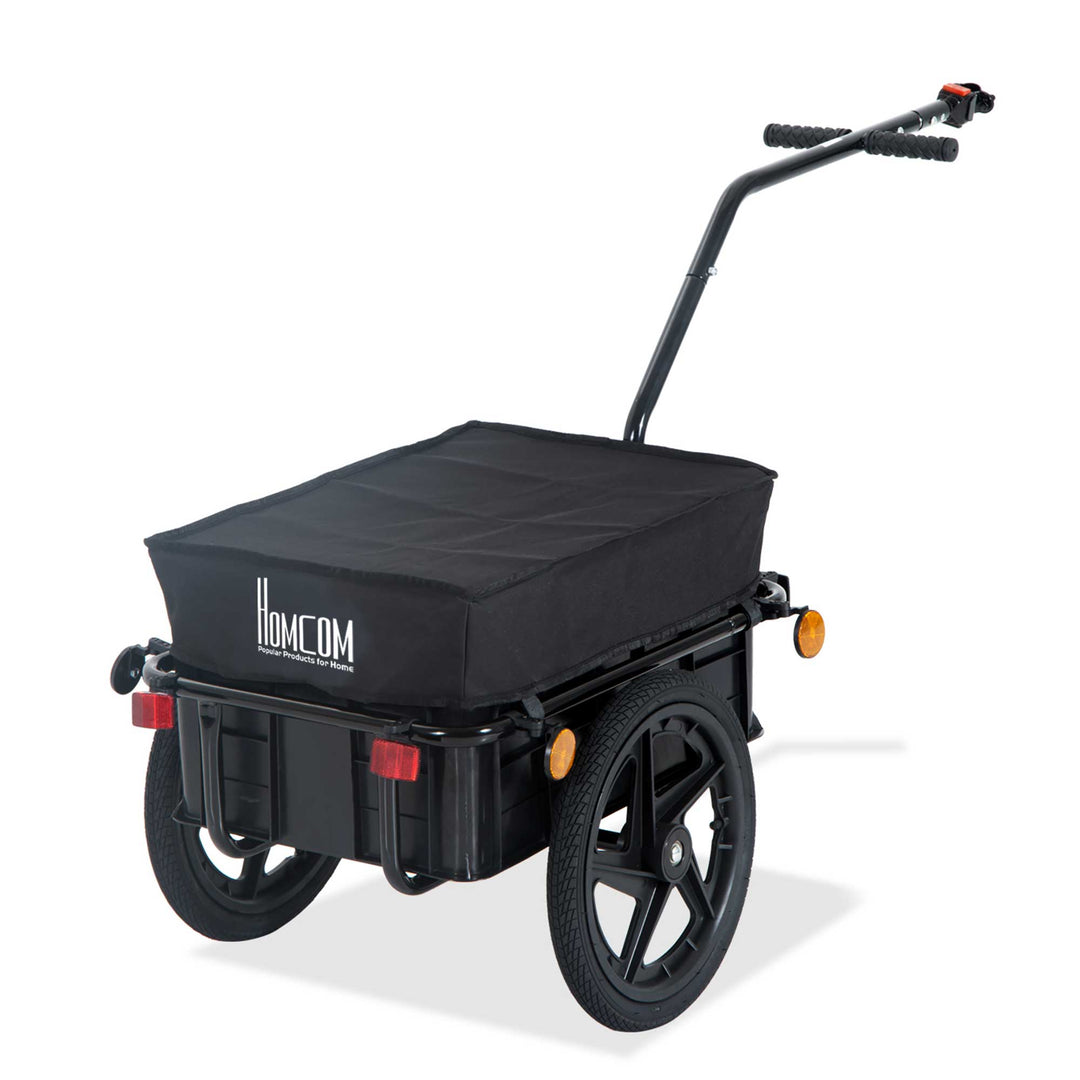 Bicycle Trailer Cargo Jogger Luggage Storage Stroller with Towing Bar - Black