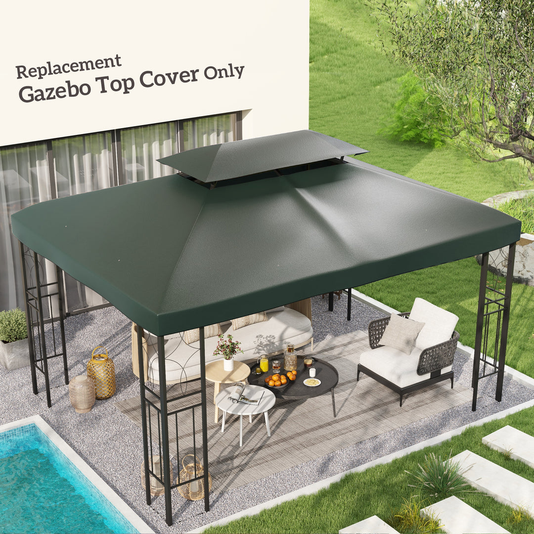 3x4m Gazebo Replacement Roof Canopy 2 Tier Top UV Cover Garden Patio Outdoor Sun Awning Shelters Deep Grey (TOP ONLY)