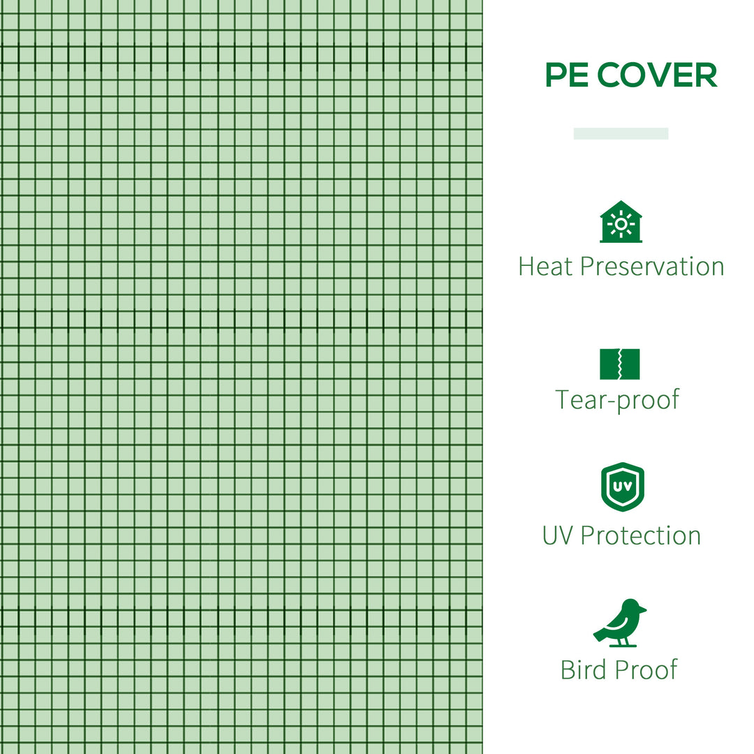 Outsunny PE Tunnel Greenhouse Green Grow House Steel Frame for Garden Backyard with Zipper Doors 295x100x80 cm Green