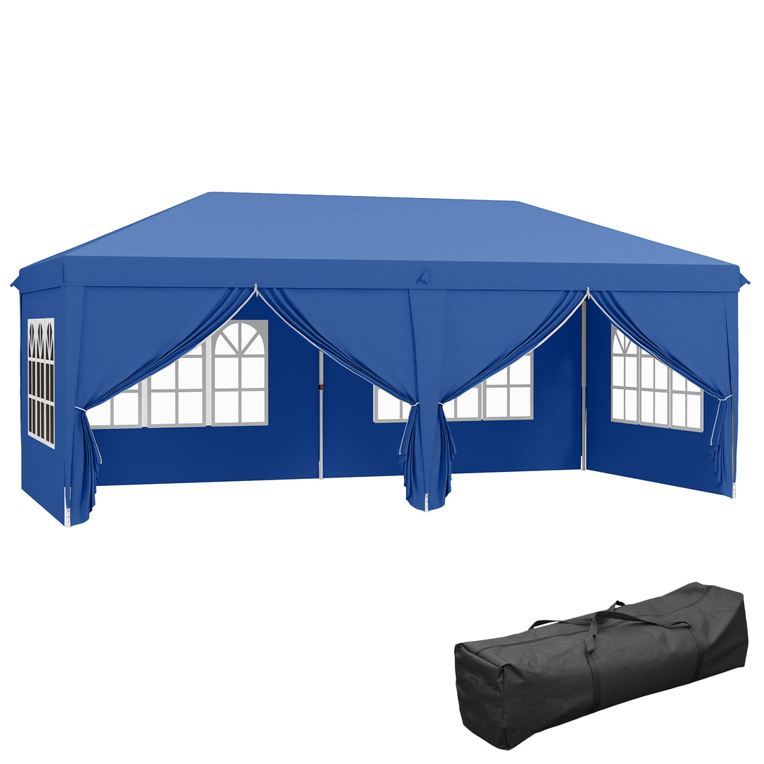 Garden Heavy Duty Water Resistant Pop Up Gazebo Marquee Tent 3 x 6m - Blue