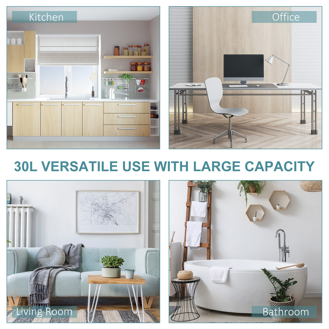 Foot Pedal Bin Stainless Steel Metal Waste Rubbish Lid Kitchen Garbage 30L