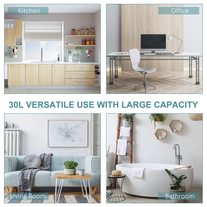 Foot Pedal Bin Stainless Steel Metal Waste Rubbish Lid Kitchen Garbage 30L