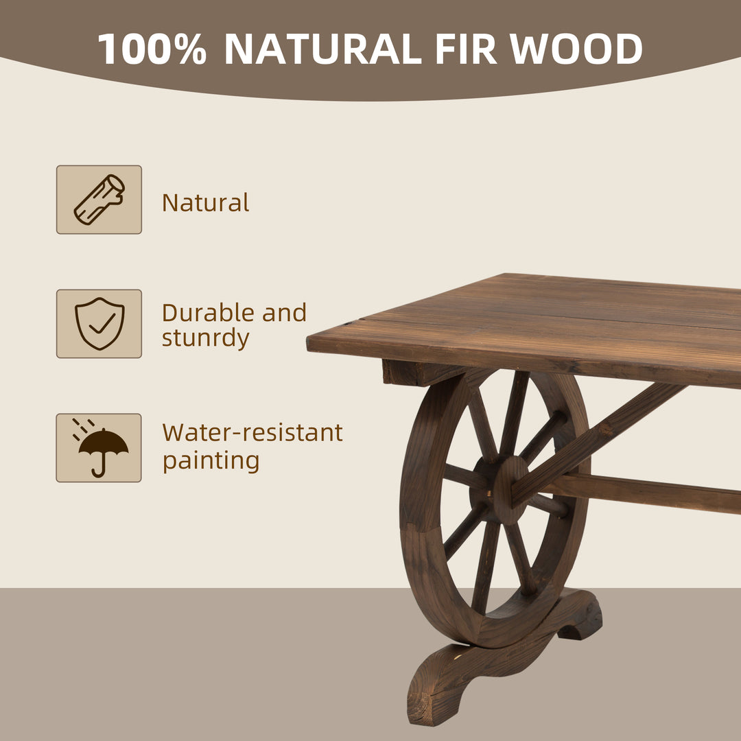 Outdoor Garden Coffee Table Dinning Table Patio Display Desk Natural Fir Wood Water-Resistant
