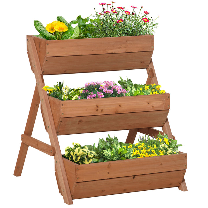 Wooden Bed Elevated Planter Box Kit, for Flower, Vegetable-Brown