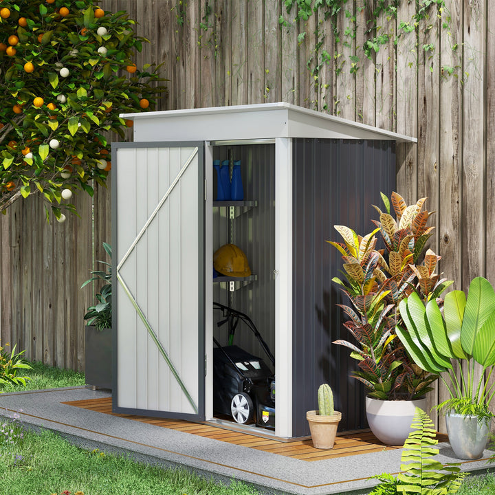 Metal Garden Shed for Tool Motor Bike, w/ Adjustable Shelf Dark Grey