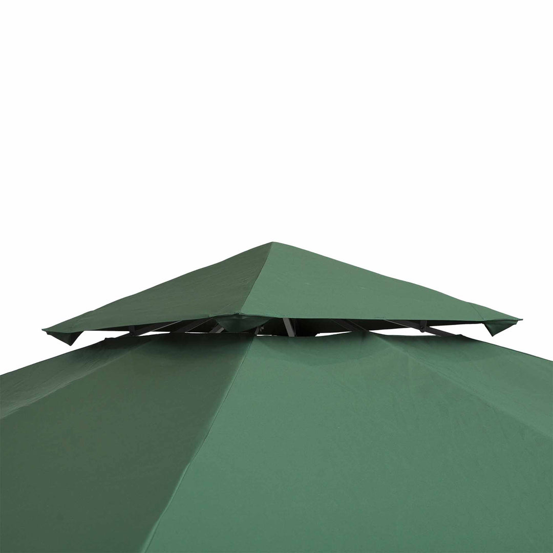 3 x 3 m Gazebo Top Cover Double Tier Canopy Replacement Pavilion Roof Dark Green