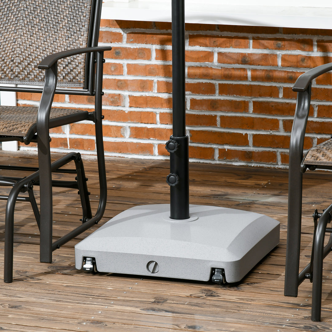 Garden Parasol Base Holder, 24kg Water or 30kg Sand Filled, Outdoor Market Umbrella Stand Weight with Wheels and Brakes, Grey