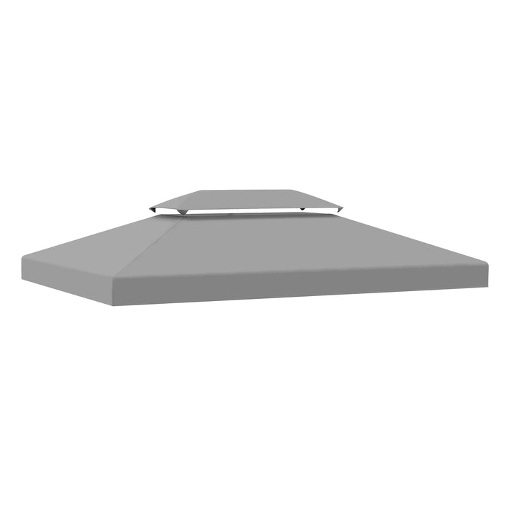 3x4m Gazebo Replacement Roof Canopy 2 Tier Top UV Cover Garden Patio Outdoor Sun Awning Shelters Light Grey (TOP ONLY)