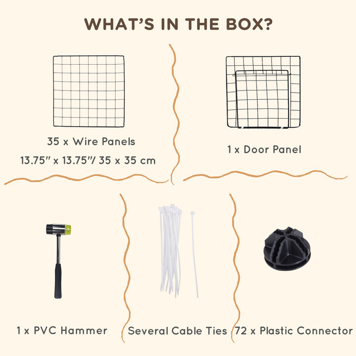 Pawhut Guinea Pig Playpen Rabbit Playpen Metal Wire Fence Indoor Outdoor Small Animal Cage 36 Panel Enclosure Black