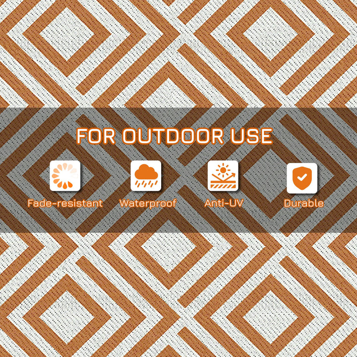 Reversible Outdoor Rug with Carry Bag, Beach Brown & White