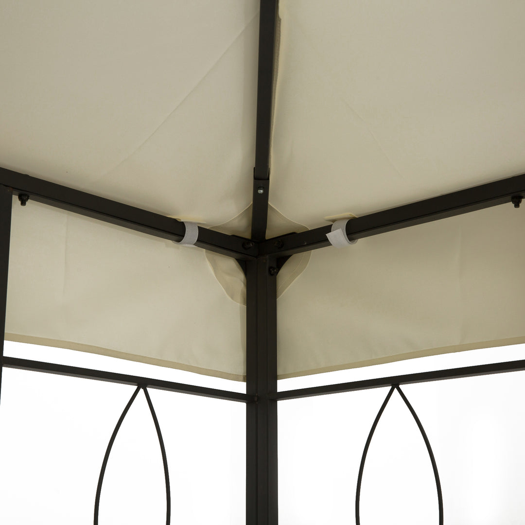 Outsunny 3x4m Gazebo Replacement Roof Canopy 2 Tier Top UV Cover Garden Patio Outdoor Sun Awning Shelters Cream (TOP ONLY)