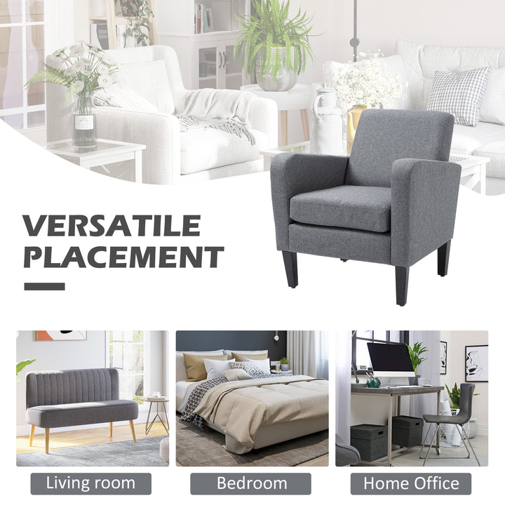 HOMCOM Linen Single Armchair, with Padded Seat - Grey