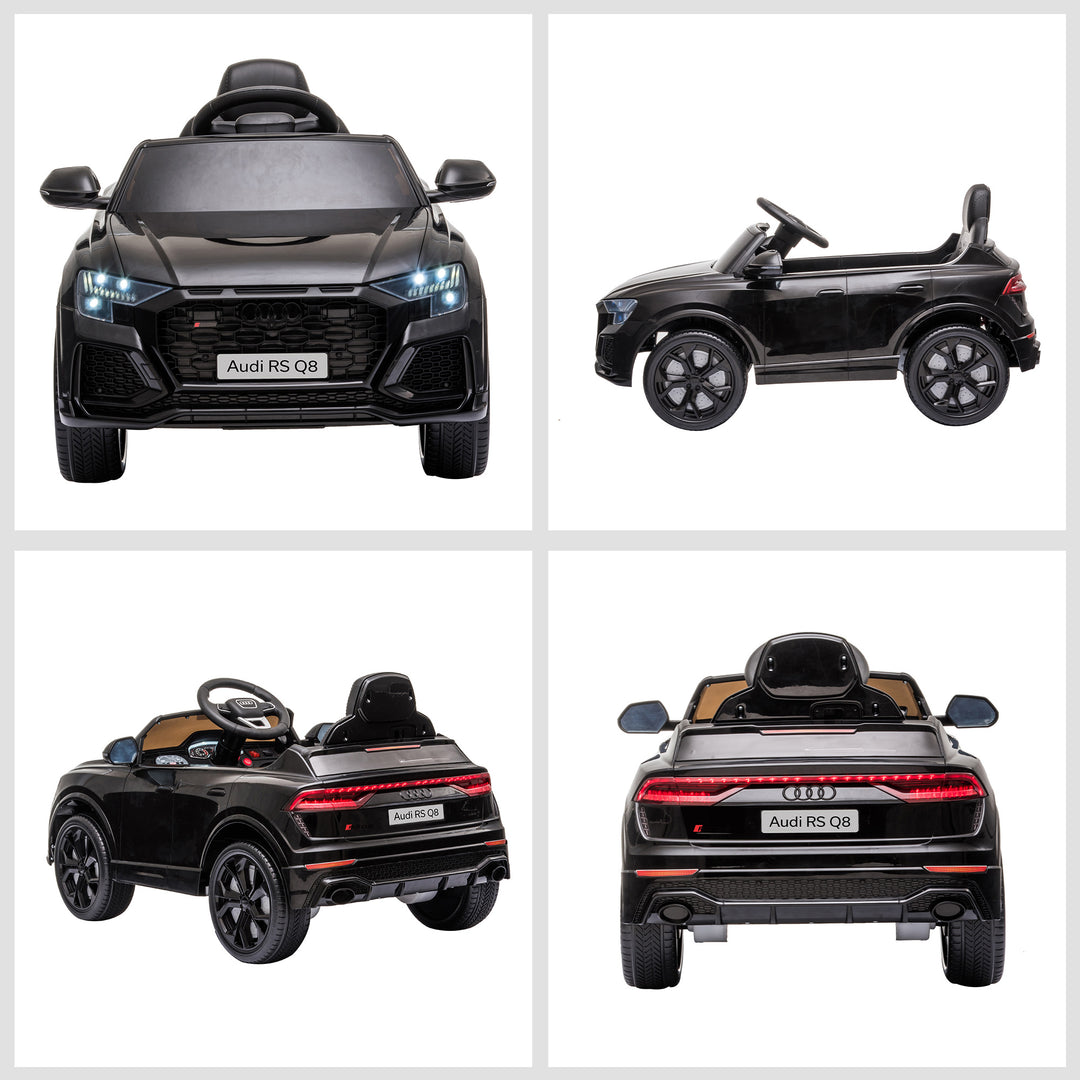 Compatible 6V Battery-powered Kids Electric Ride On Car Audi RS Q8 Toy with Parental Remote Control Music Lights USB MP3 Bluetooth Black
