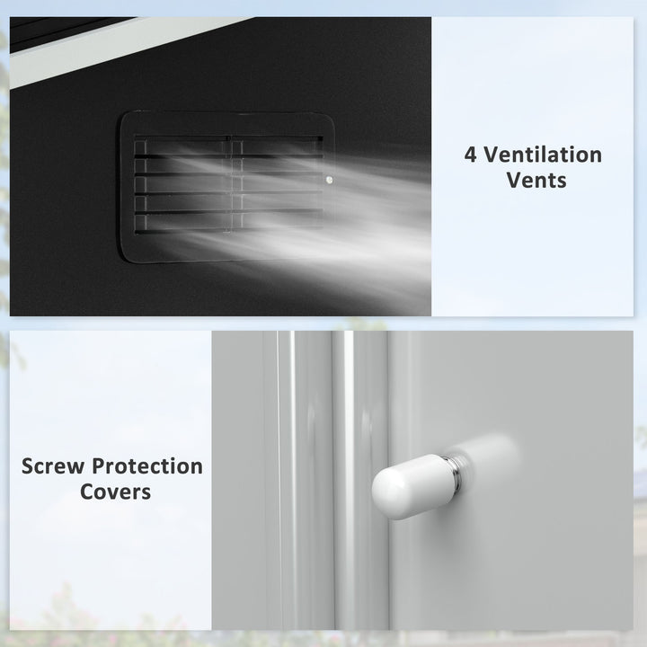 Outsunny 8 x 6ft Garden Storage Shed Double Door Ventilation Windows Sloped Roof Outdoor Equipment Tool, Grey