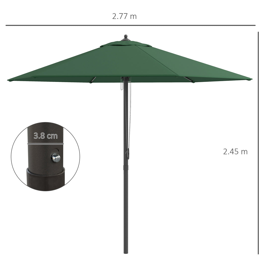 Outsunny 2.8m Patio Parasols Umbrellas Outdoor 6 Ribs Sunshade Canopy Manual Push Garden Backyard Furniture, Green
