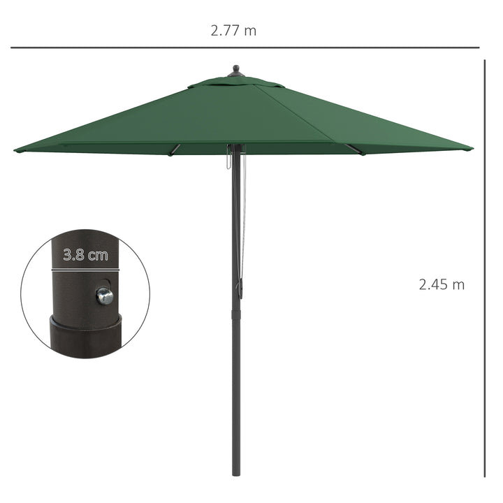 Outsunny 2.8m Patio Parasols Umbrellas Outdoor 6 Ribs Sunshade Canopy Manual Push Garden Backyard Furniture, Green