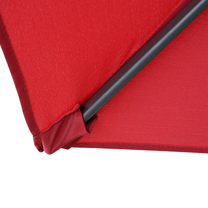 2.8m Patio Parasols Umbrellas Outdoor 6 Ribs Sunshade Canopy Manual Push Garden Backyard Furniture, Wine Red