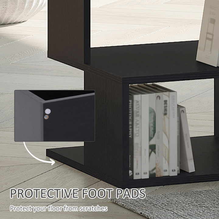 Modern Square 2 Tier Wood Coffee Side Table Storage Shelf Rack Living Room Black