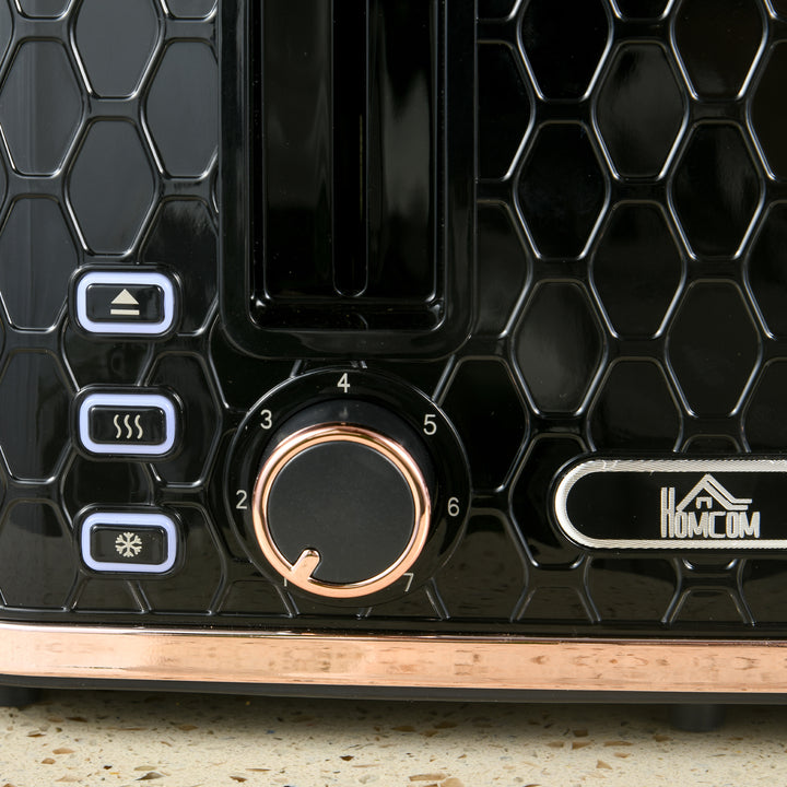 Fast Boil Kettle & 4 Slice Toaster Set, Kettle and Toaster with 7 Browning Controls, Crumb Tray, 1.7L 3000W Black