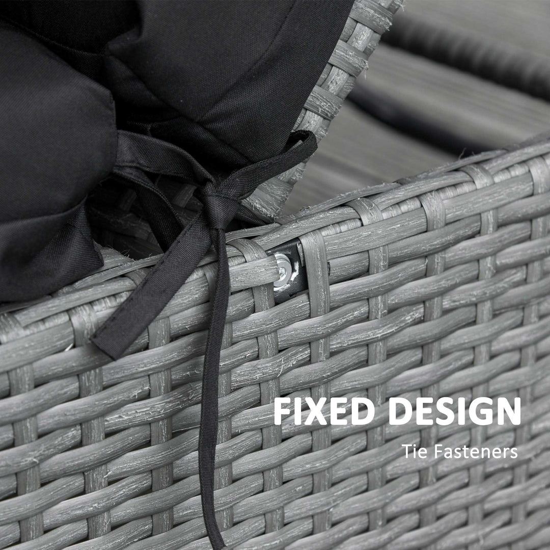 Outsunny Set of 2 Outdoor Seat Cushion Set, Replacement Cushions for Rattan Furniture with Ties, 196 x 55 cm, Black