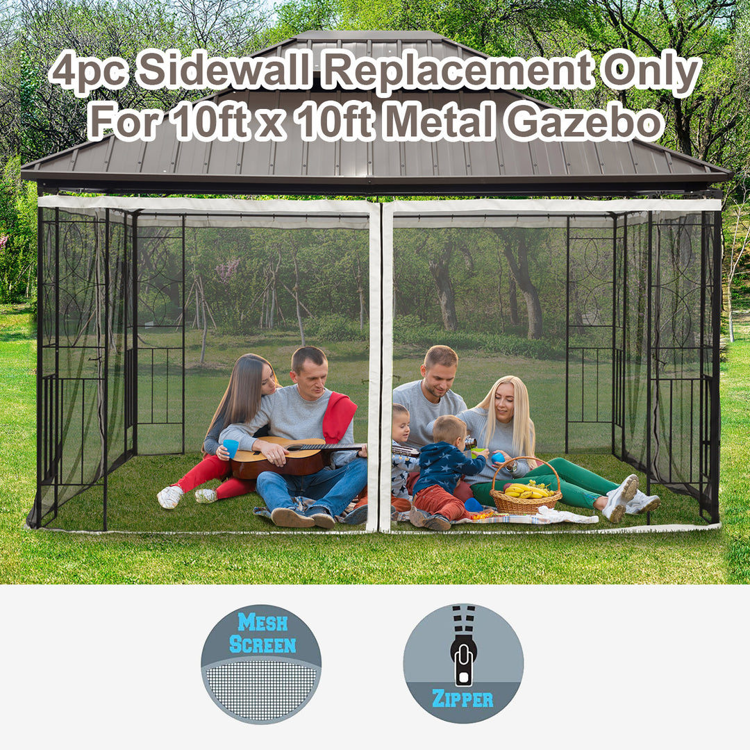 Outsunny Replacement Mesh Mosquito Netting Screen Walls for 10 x 10ft Patio Gazebo, 4-panel Sidewalls with Zippers (Wall Only, Canopy Not Included)