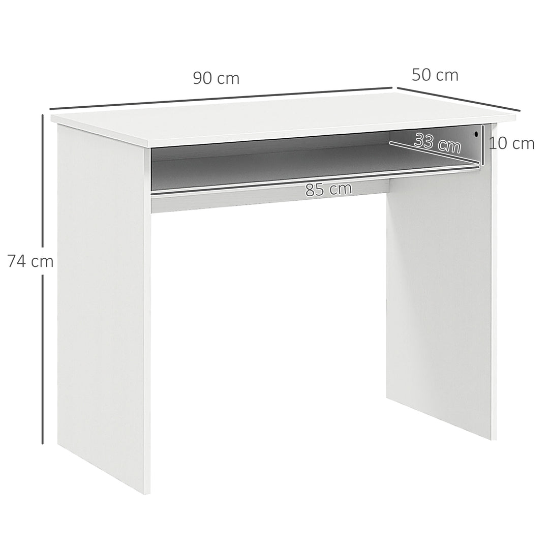 Computer Writing Desk with Storage Compartment Workstation Learning Center for Home Office 90W x 50D(cm) - White