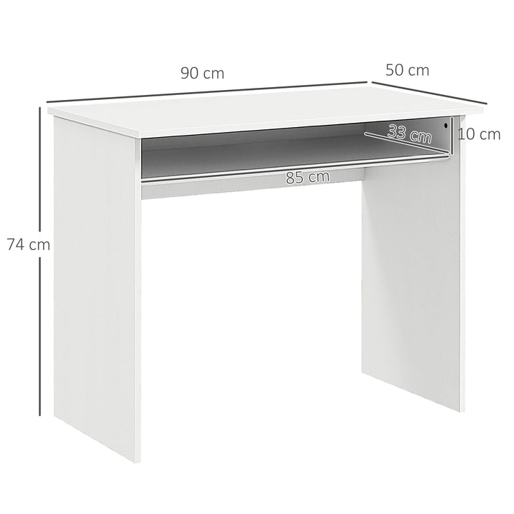 Computer Writing Desk with Storage Compartment Workstation Learning Center for Home Office 90W x 50D(cm) - White