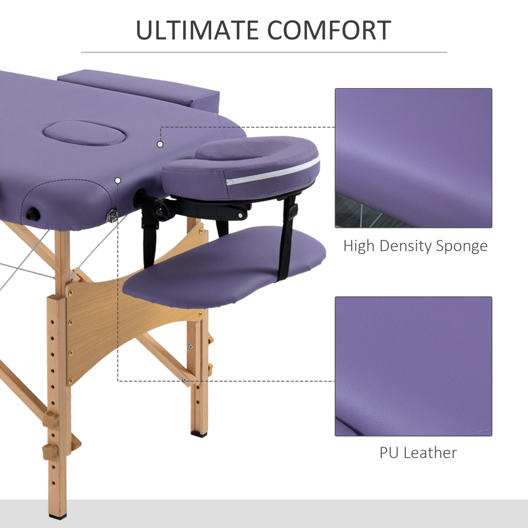 Massage Table Bed Couch Beauty Bed 2 Section Therapy Bed Lightweight Portable Folding Spa Bed Purple