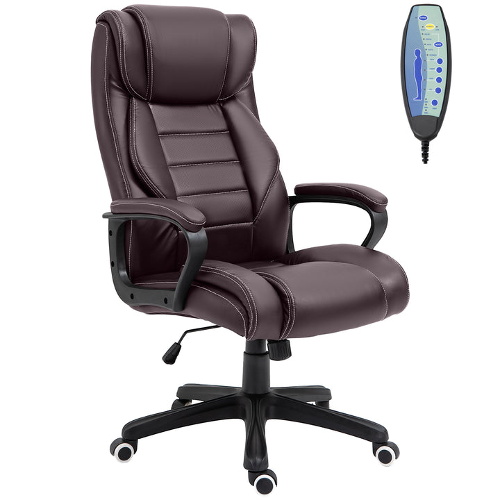 Vinsetto High Back Executive Office Chair 6- Point Vibration Massage Extra Padded Swivel Ergonomic Tilt Desk Seat, Brown