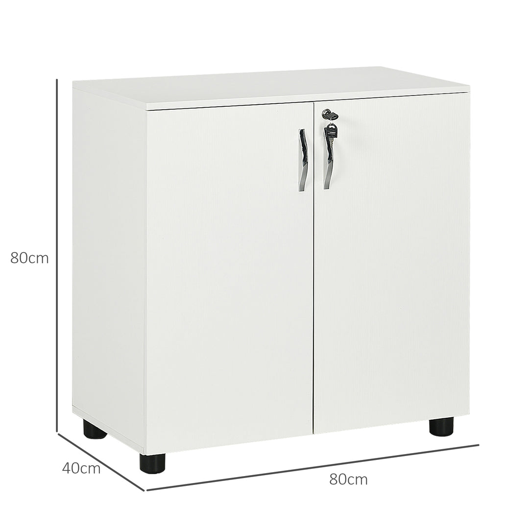 Vinsetto 2-Tier Locking Office Storage Cabinet File Organisation w/ Feet Melamine Coating Aluminium Handles 2 Keys Stylish White