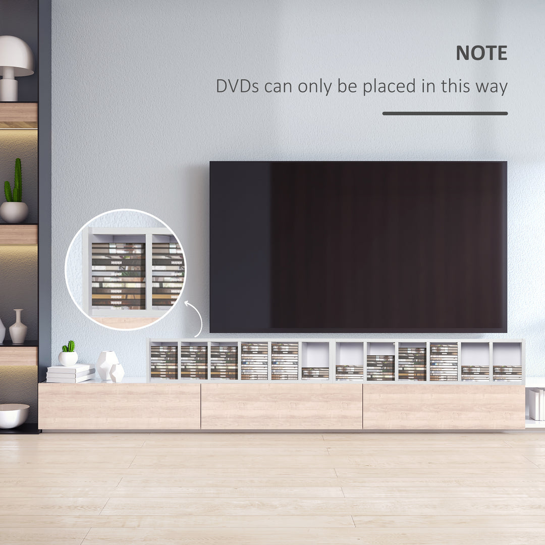 HOMCOM 204 CD Media Display Shelf Unit Set of 2 Blu-Ray DVD Tower Rack w/ Adjustable Shelves Bookcase Storage Organiser, White