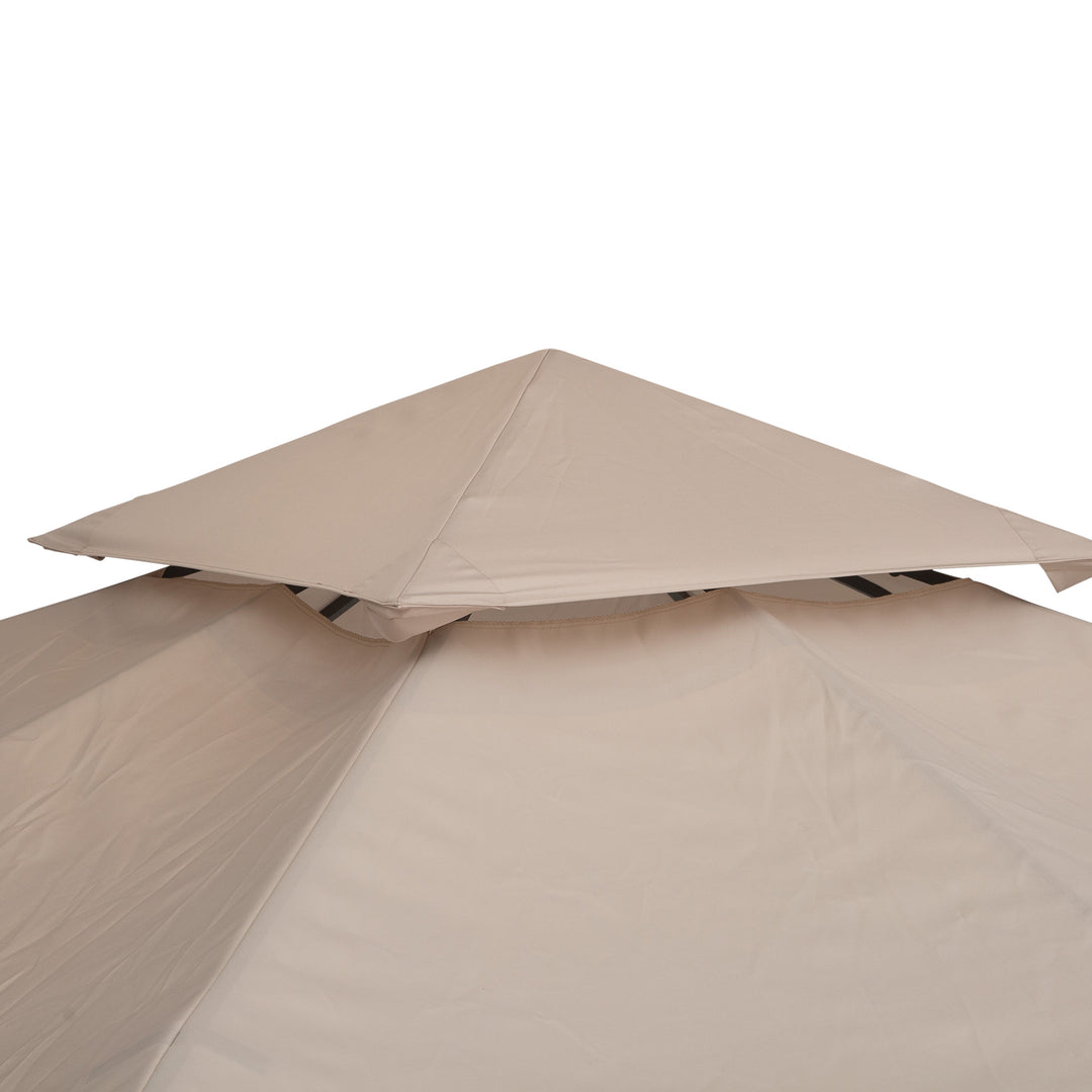Outsunny 3 x 3(m) Canopy Top Cover Double Tier Gazebo Gazebo Replacement Pavilion Roof Deep Beige (TOP ONLY)
