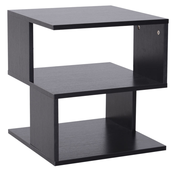 Modern Square 2 Tier Wood Coffee Side Table Storage Shelf Rack Living Room Black