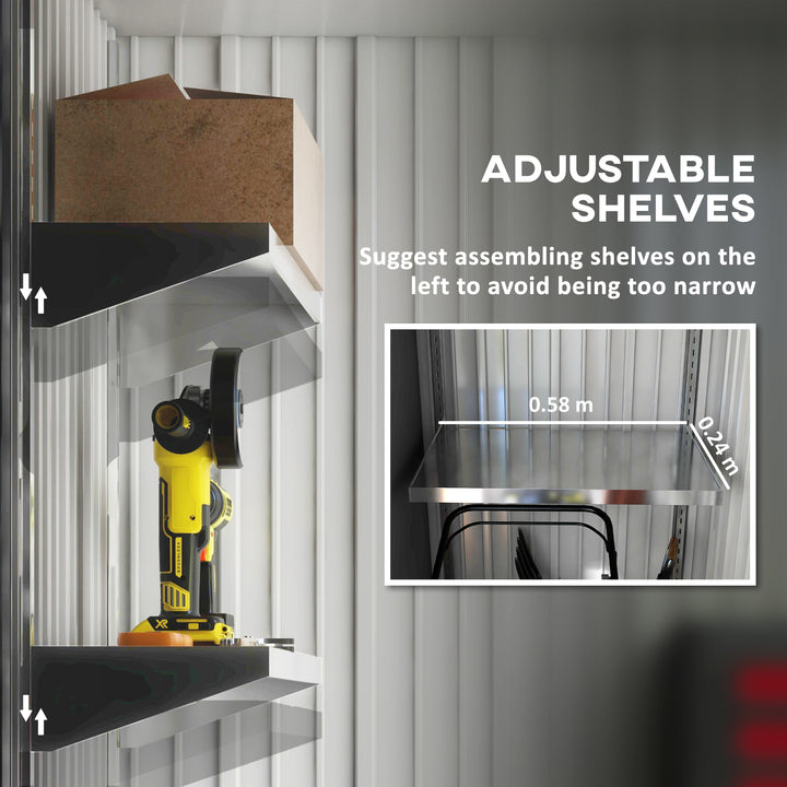 Metal Garden Shed for Tool Motor Bike, w/ Adjustable Shelf Dark Grey