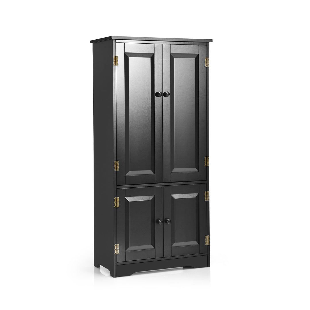 Antique Wooden Storage Cabinet Cupboard Shelf-Black-Black