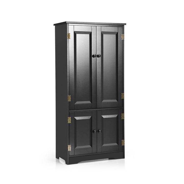 Antique Wooden Storage Cabinet Cupboard Shelf-Black-Black