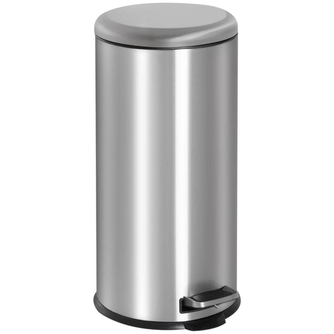 Foot Pedal Bin Stainless Steel Metal Waste Rubbish Lid Kitchen Garbage 30L