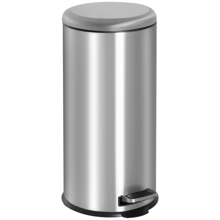 Foot Pedal Bin Stainless Steel Metal Waste Rubbish Lid Kitchen Garbage 30L