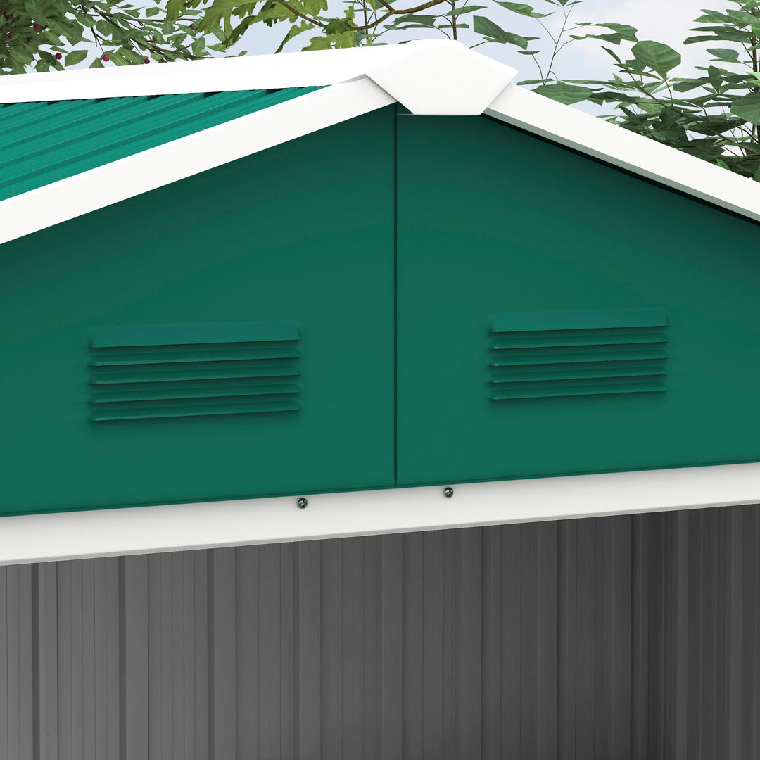 6.5ft x 3.5ft Metal Garden Storage Shed for Outdoor Tool Storage with Double Sliding Doors and 4 Vents, Green