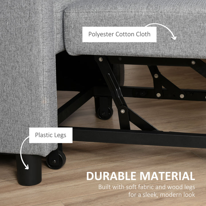 Chair Bed, Convertible Sleeper Chair w/ Pillow and Footrest-Grey